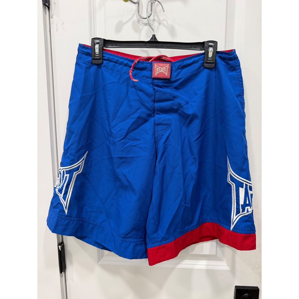 Tapout MMA Fight Shorts Mens Blue Red Ripstop Embroidered Logo Grappling train